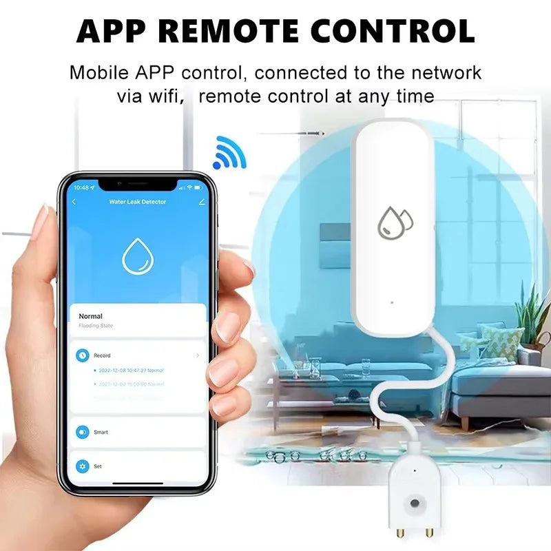 Tuya Smart Flood Leakage Sensor Remote Monitor WiFi Water Overflow Level Detector Water Leak Sensor Security Sound Alarm System