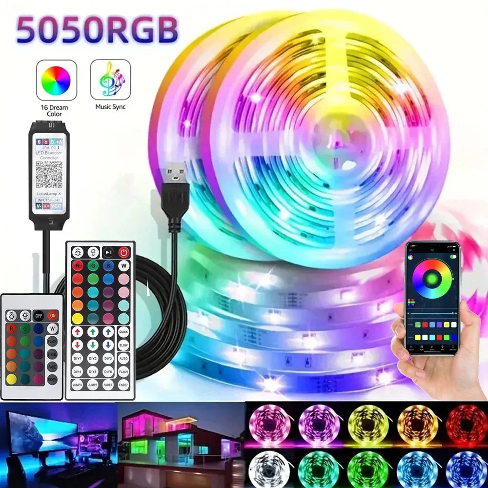 Smart RGB LED Strip Lights 5050 – Bluetooth, Music Sync, Remote Control