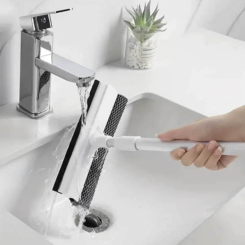 2-in-1 Retractable Window & Glass Cleaner – Squeegee Brush for Shower & Car