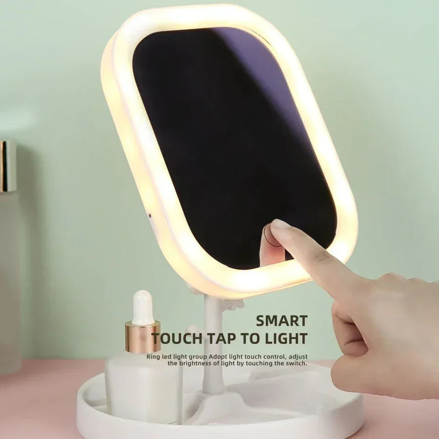 LED Vanity Mirror with 3-Color Adjustable Light – Touch & USB Rechargeable