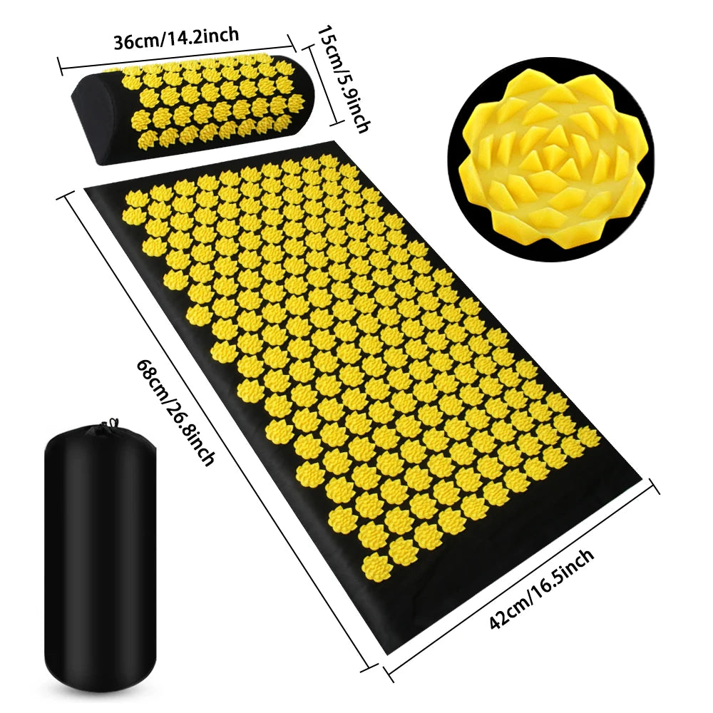 Pranamat Eco Acupressure Massage Mat & Pillow – Kuznetsov Applicator for Neck, Back & Feet