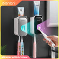 MENGNI Automatic Toothpaste Dispenser with Wall-Mount Toothbrush Holder