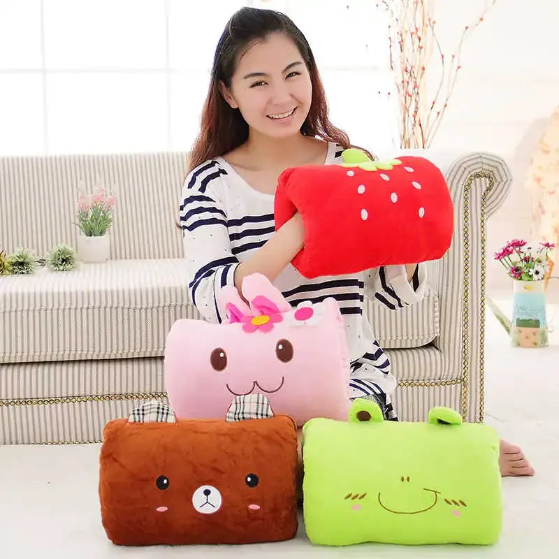 Cute Cartoon Hand Warmer Pillow – Soft Plush Travel & Nap Cushion for Kids